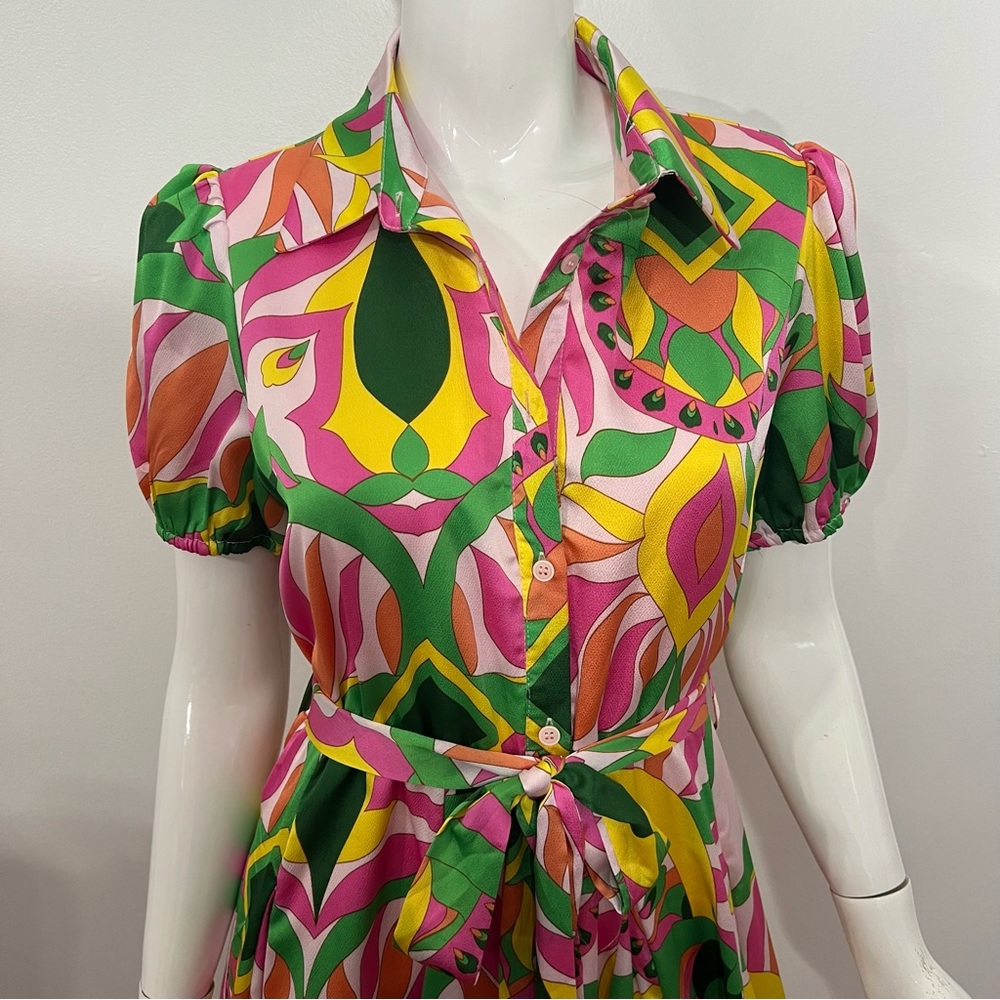 NWT Big Hit Boutique Go Go Abstract Vibrant‎ Color Dress -- L - Picture 4 of 12